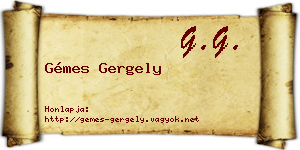 Gémes Gergely névjegykártya