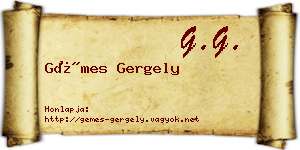 Gémes Gergely névjegykártya